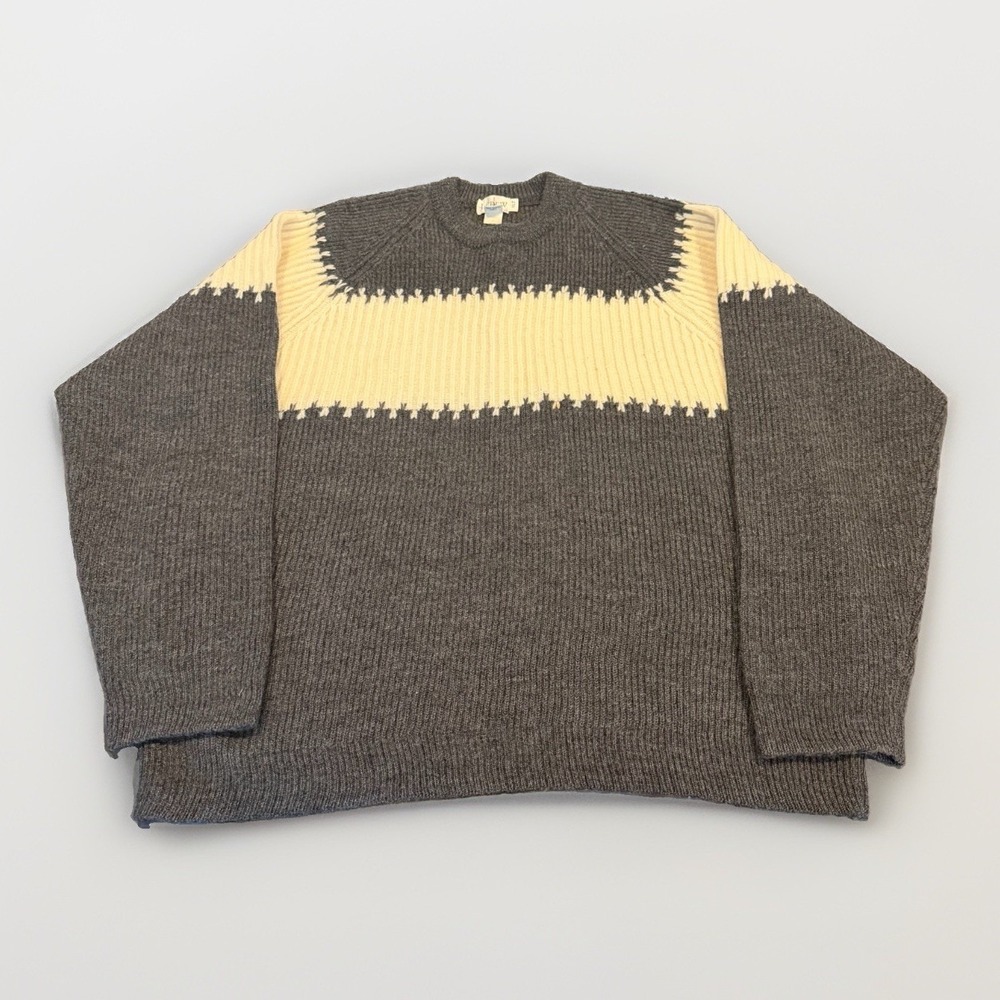 Vintage J Crew Oarsman Sweater Men XLT Gray Wool Heavyweight Hong Kong 80s 90s